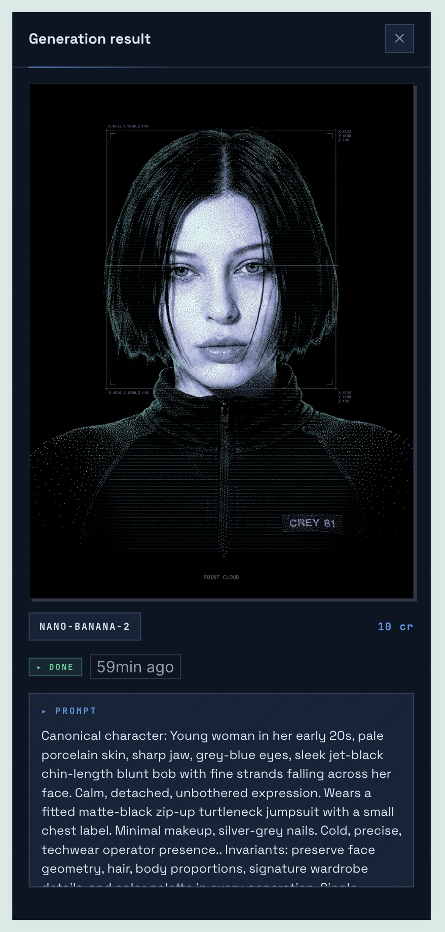 Telegram chat: result + reply buttons